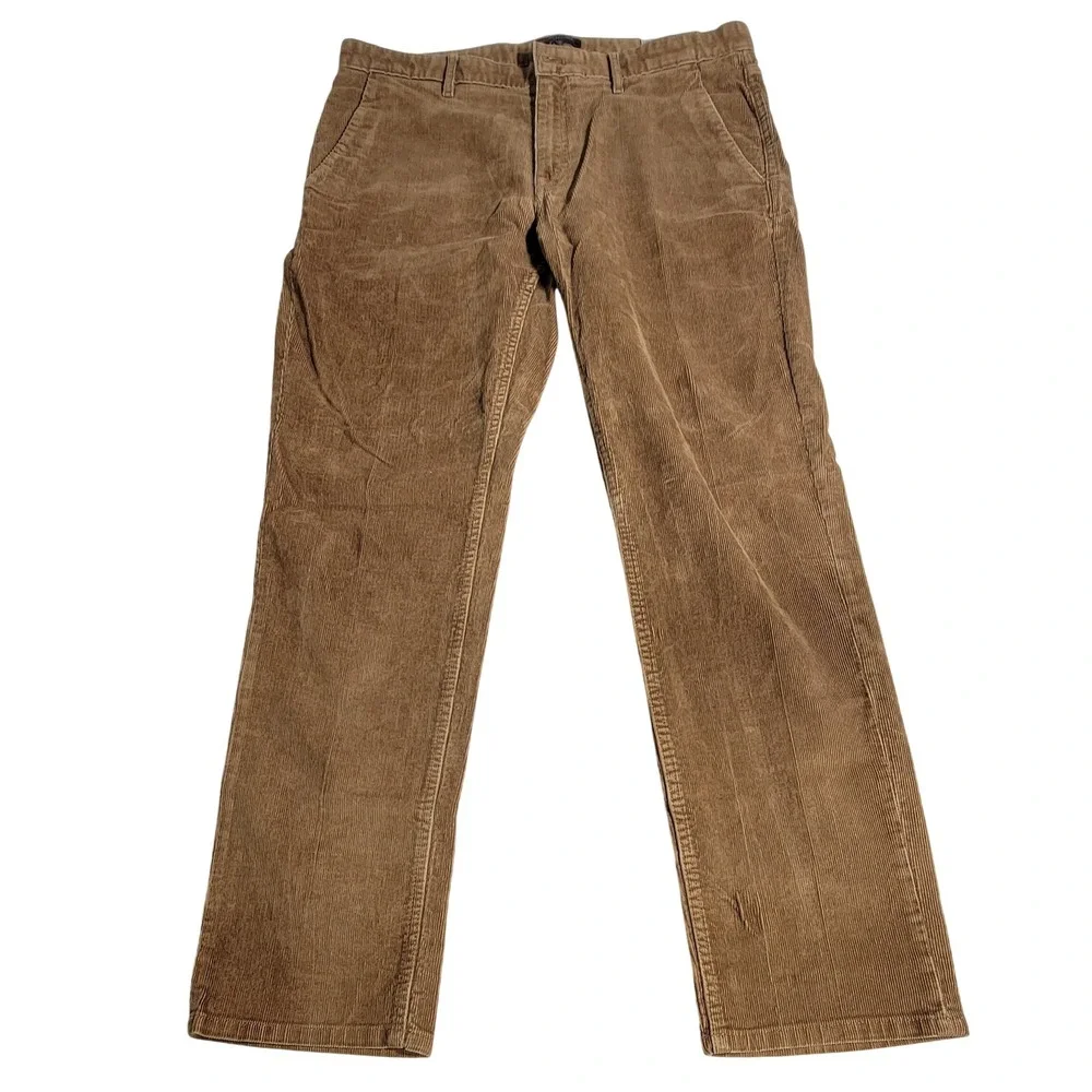 Banana Republic Aiden Pant Mens 33x32 Tan Brown Corduroy Slim Fit Trousers